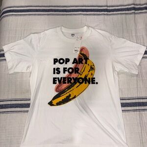 Uniqlo White Tee with Yellow Pop Art Graphic